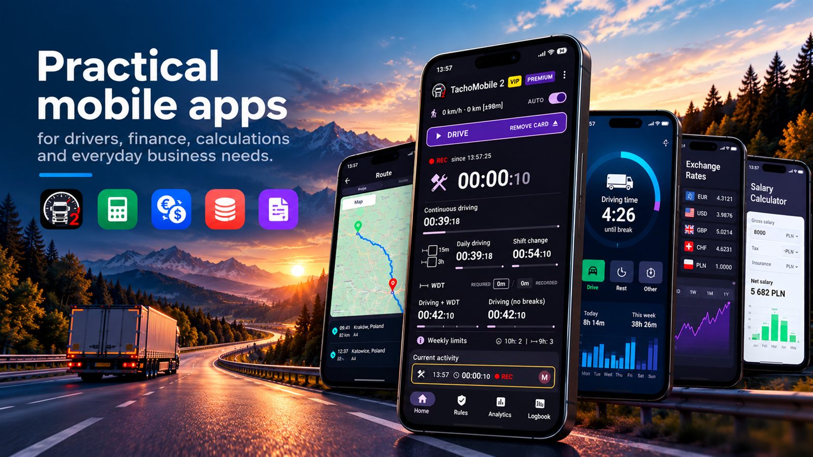 Practical mobile apps - for drivers, finance, calculations and everyday business needs
